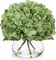 Hydrangea Artificial Flowers with Glass Vase Dark Green Silk Faux Flowers Arrangements in Vase with Faux Water Fake Floral Bulk Bouquet for Home Decor Table Centerpiece Decorations